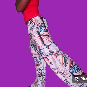 Temu geometric graphic long pants with pockets in tan and various colors size XL